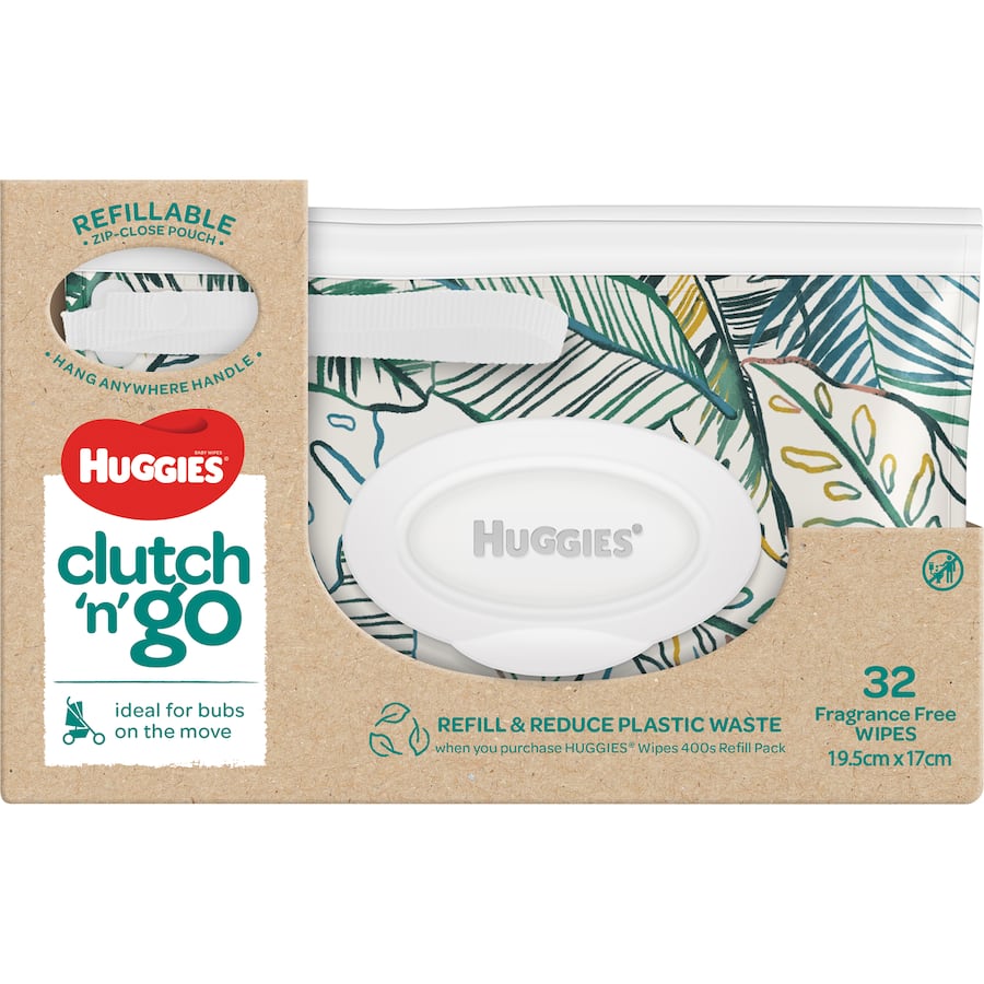 Huggies Baby Wipes Refillable Clutch N Go 32pack