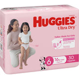 Huggies Ultra Dry Nappies Girls Size 6 (16kg+) Bulk pack 30pack