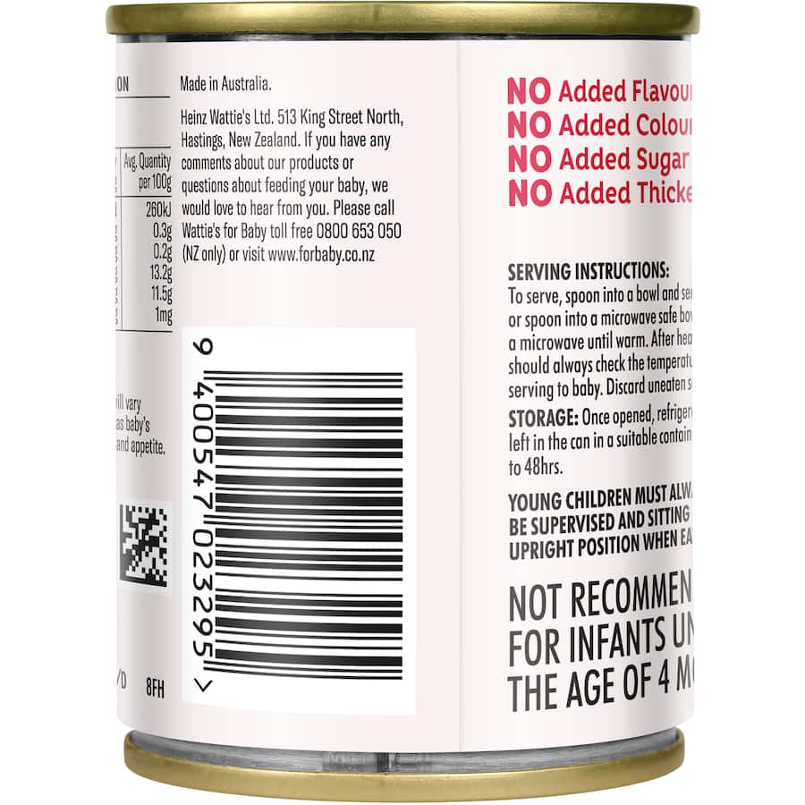 Watties Baby Food Apples Stage 1 4-6+ Months 120g