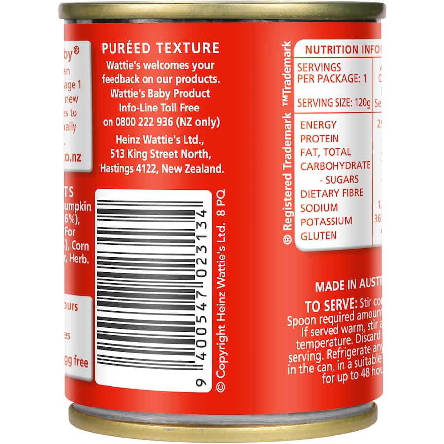 Watties Stage 2 Baby Food Pumpkin Potato & Beef 120g