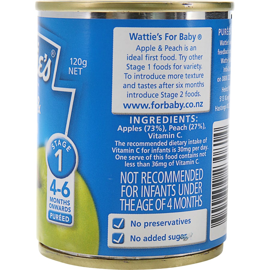 Watties Stage 1 Baby Food Apple & Peach 120g