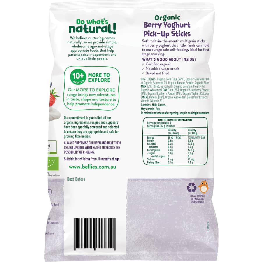 Little Bellies Organic Berry Yoghurt Sticks  16g