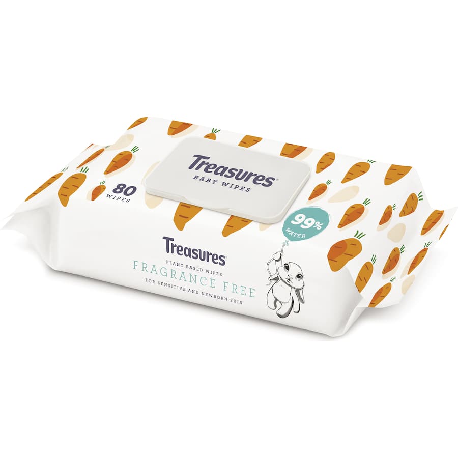 Treasures Baby Wipes Fragrance Free 80pack
