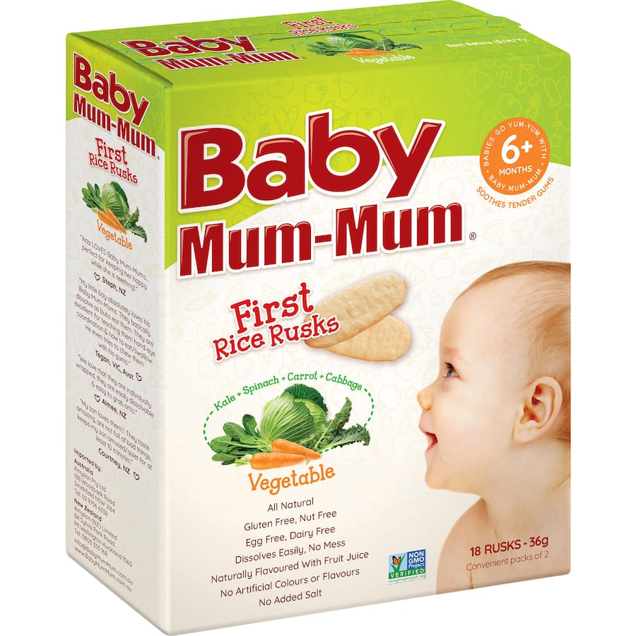 Baby Mum Mum Teething Rusks Rice Vegetable 36g 9pack