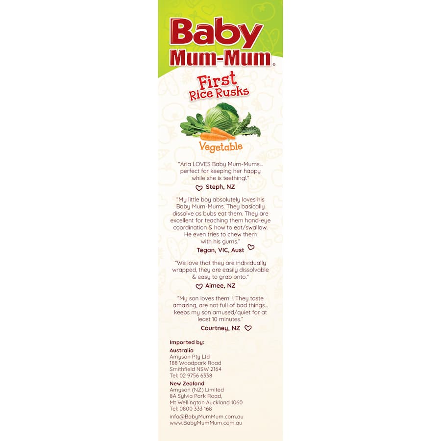 Baby Mum Mum Teething Rusks Rice Vegetable 36g 9pack