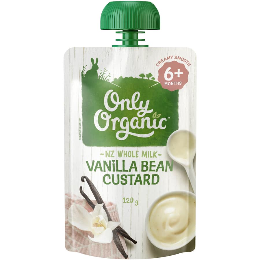 Only Organic Stage 2 Baby Food Vanilla Bean Custard Squeeze pouch 120g