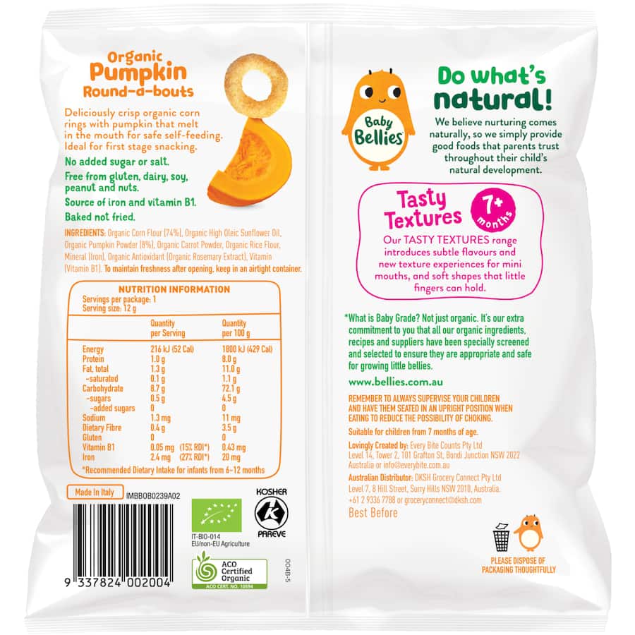 Baby Bellies Organic Baby Snacks Pumpkin Round-a-bouts 12g