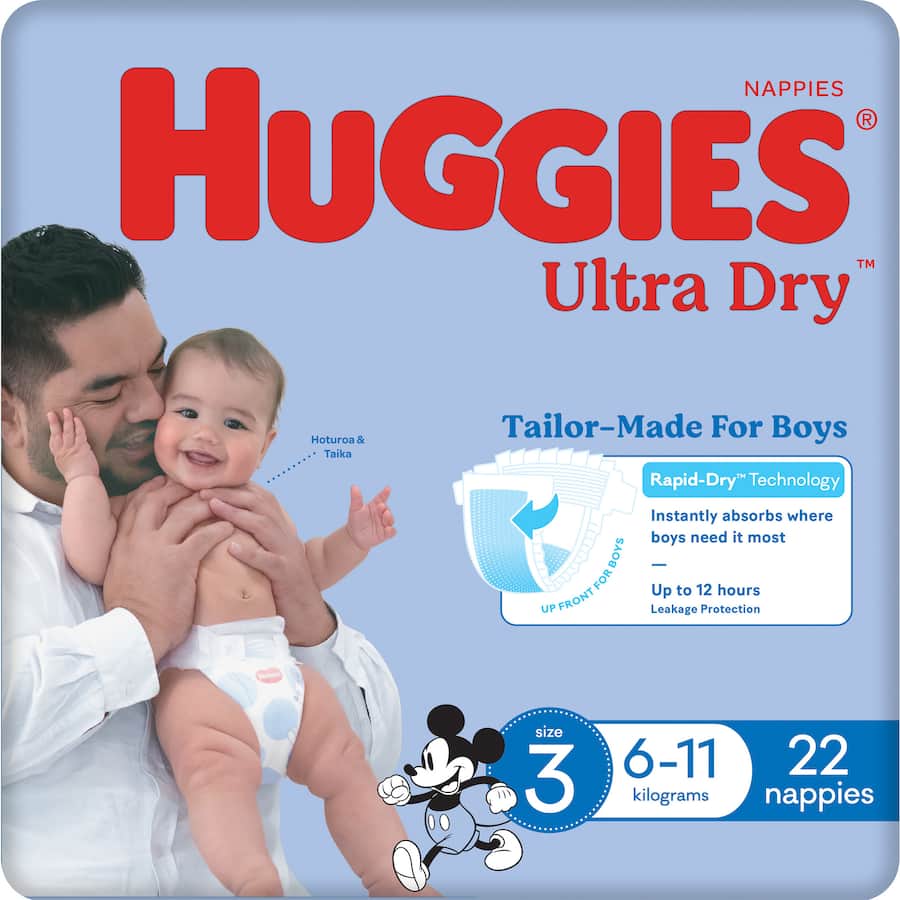Huggies Ultra Dry Nappies Boys Size 3 (6-11kg) 22pack