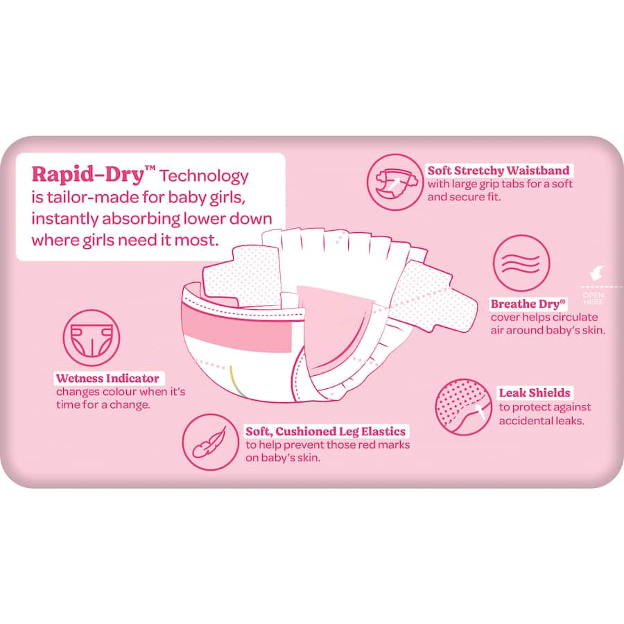 Huggies Ultra Dry Nappies Girls Size 4 (10-15kg) 18pack