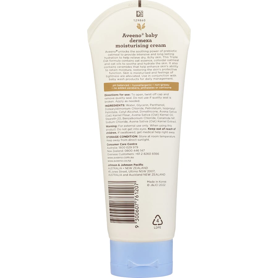Aveeno Baby Baby Cream Dermexa Moisturising Lotion Tube 206g
