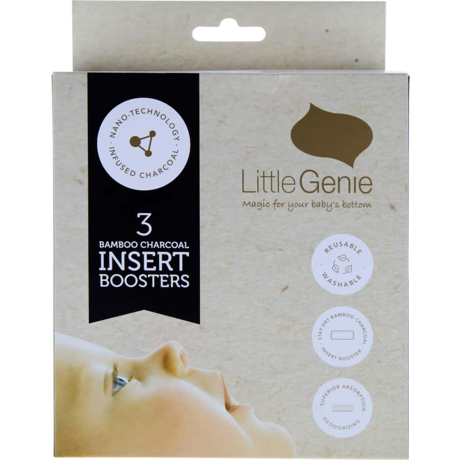 Little Genie Reusable Cloth Nappy Insert Bamboo Charcoal 3pack