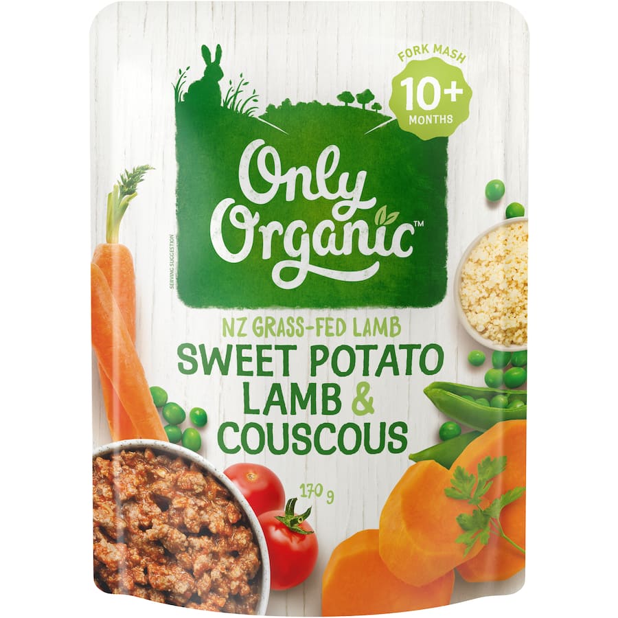 Only Organic 10 Months + Baby Food Sweet Potato, Lamb & Couscous Squeeze pouch 170g