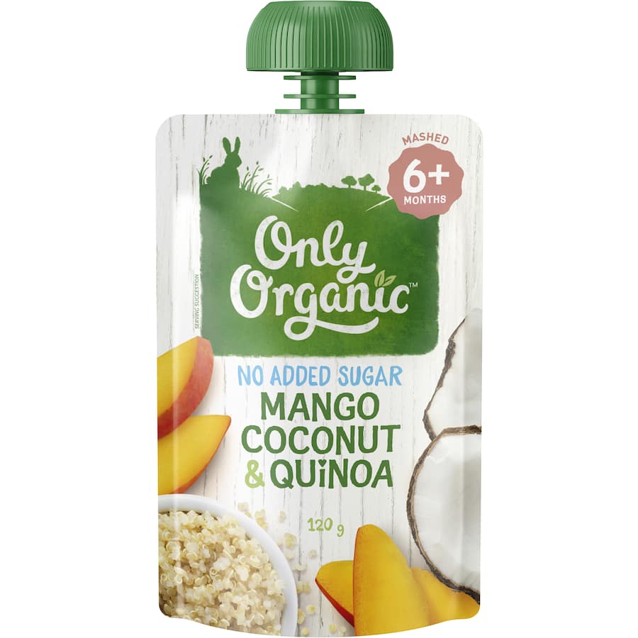 Only Organic Stage 2 Baby Food Mango, Coconut & Quinoa Squeeze pouch 120g