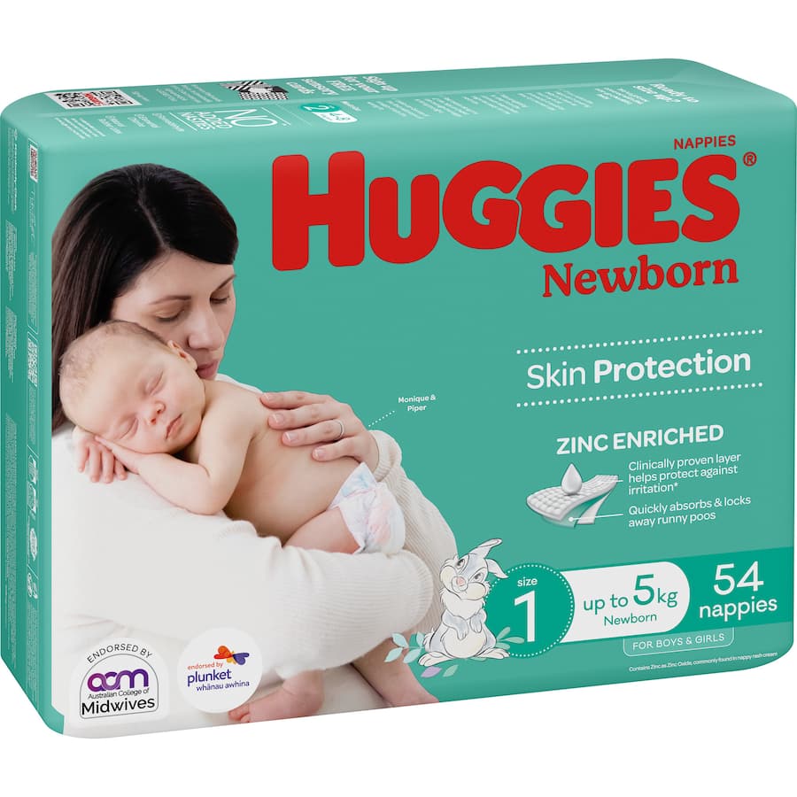 Huggies Newborn Nappies Boys & Girls Size 1 Up To 5kg Bulk pack 54pack