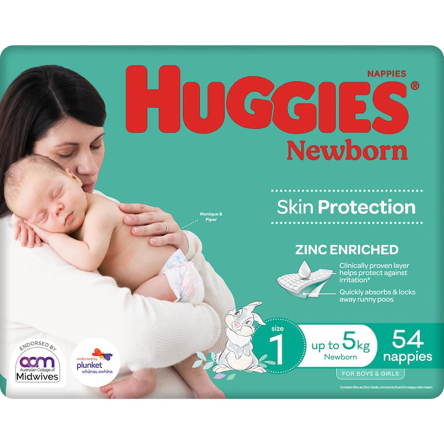 Huggies Newborn Nappies Boys & Girls Size 1 Up To 5kg Bulk pack 54pack