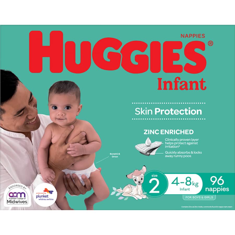 Huggies Infant Nappies Size 2 (4-8kg) Jumbo pack 96pack