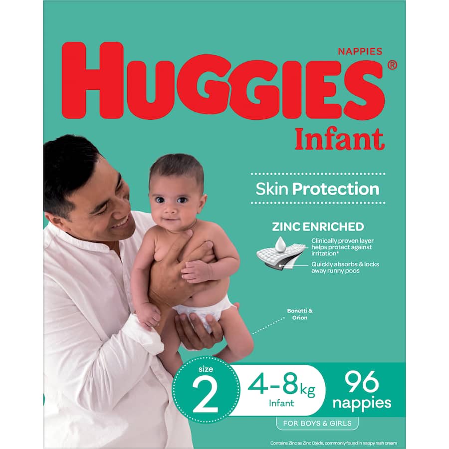 Huggies Infant Nappies Size 2 (4-8kg) Jumbo pack 96pack