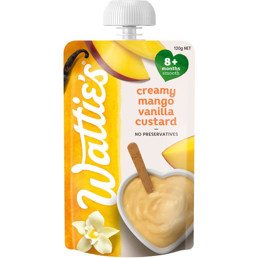 Wattie's Baby Food 8+ Months Mango Vanilla Custard Squeeze pouch 120g
