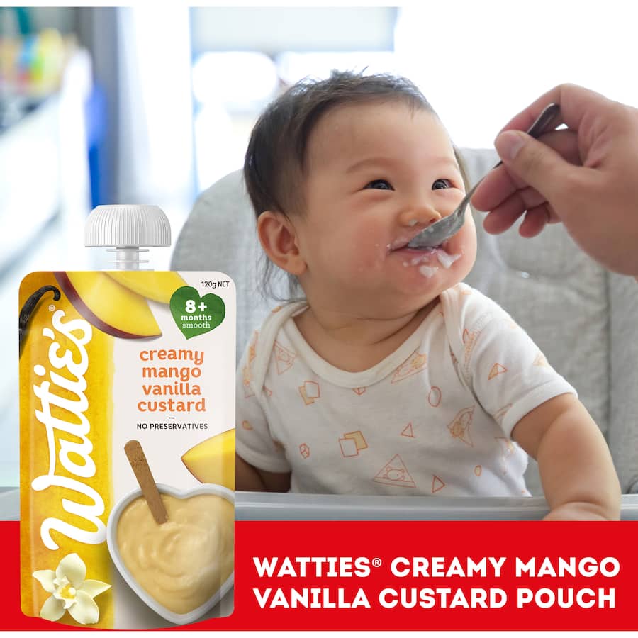 Wattie's Baby Food 8+ Months Mango Vanilla Custard Squeeze pouch 120g