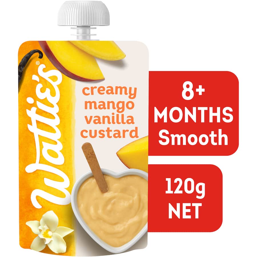 Wattie's Baby Food 8+ Months Mango Vanilla Custard Squeeze pouch 120g