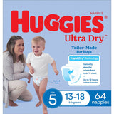 Huggies Ultra Dry Nappies Boys Size 5 (13-18kg) Jumbo pack 64pack