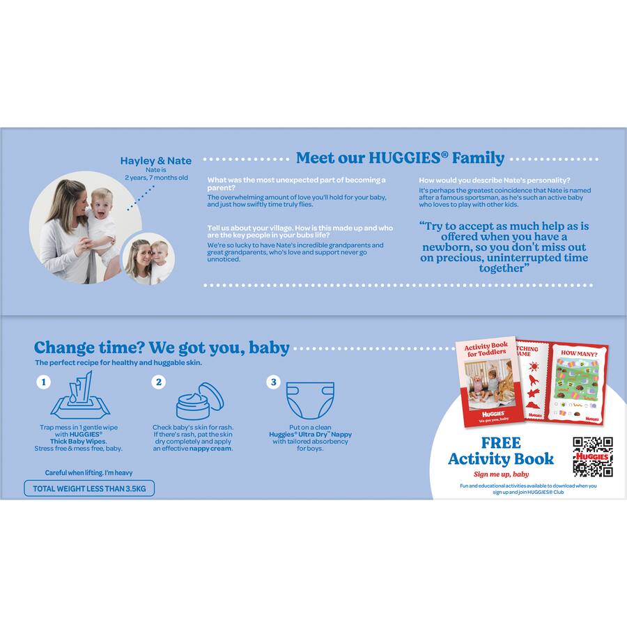 Huggies Ultra Dry Nappies Boys Size 5 (13-18kg) Jumbo pack 64pack