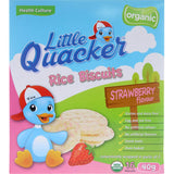 Little Quacker Organic Toddler Biscuits Strawberry Rice 40g