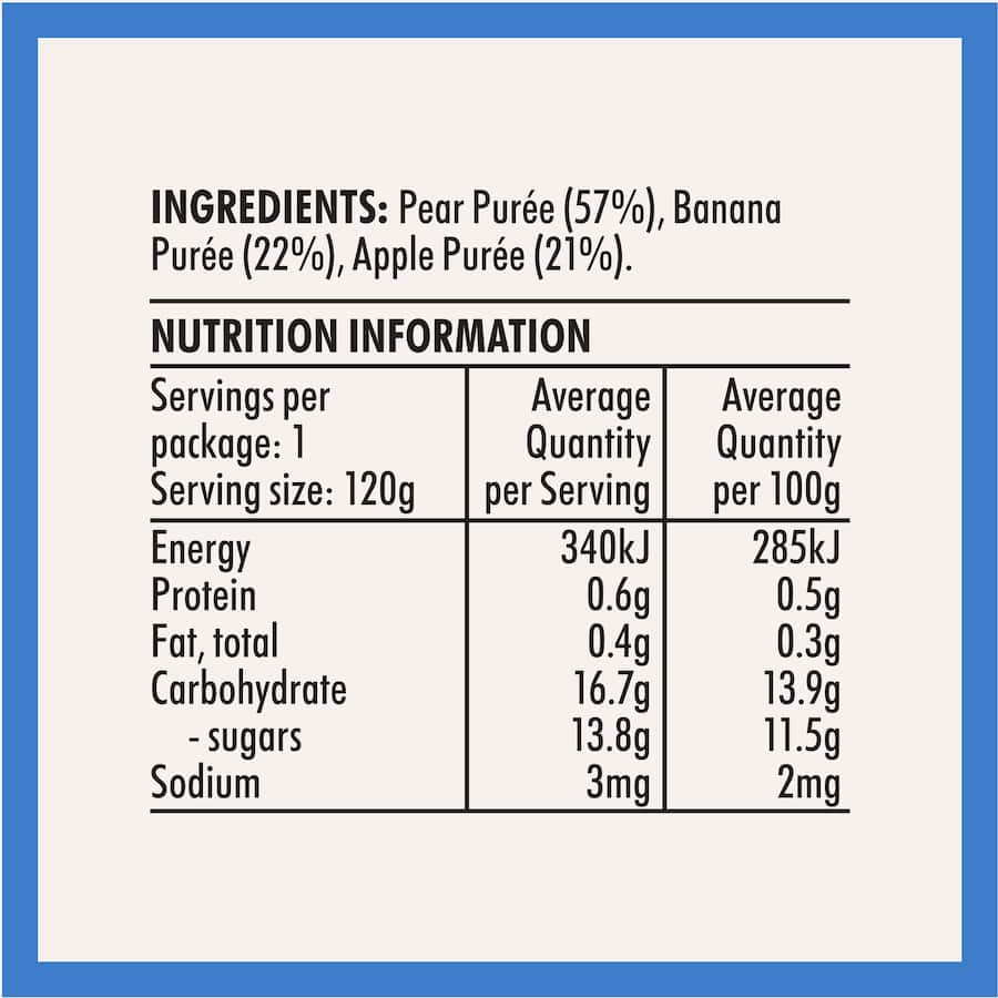 Wattie's Baby Food 4-6+ Months Pear, Banana & Apple Pouch 120g