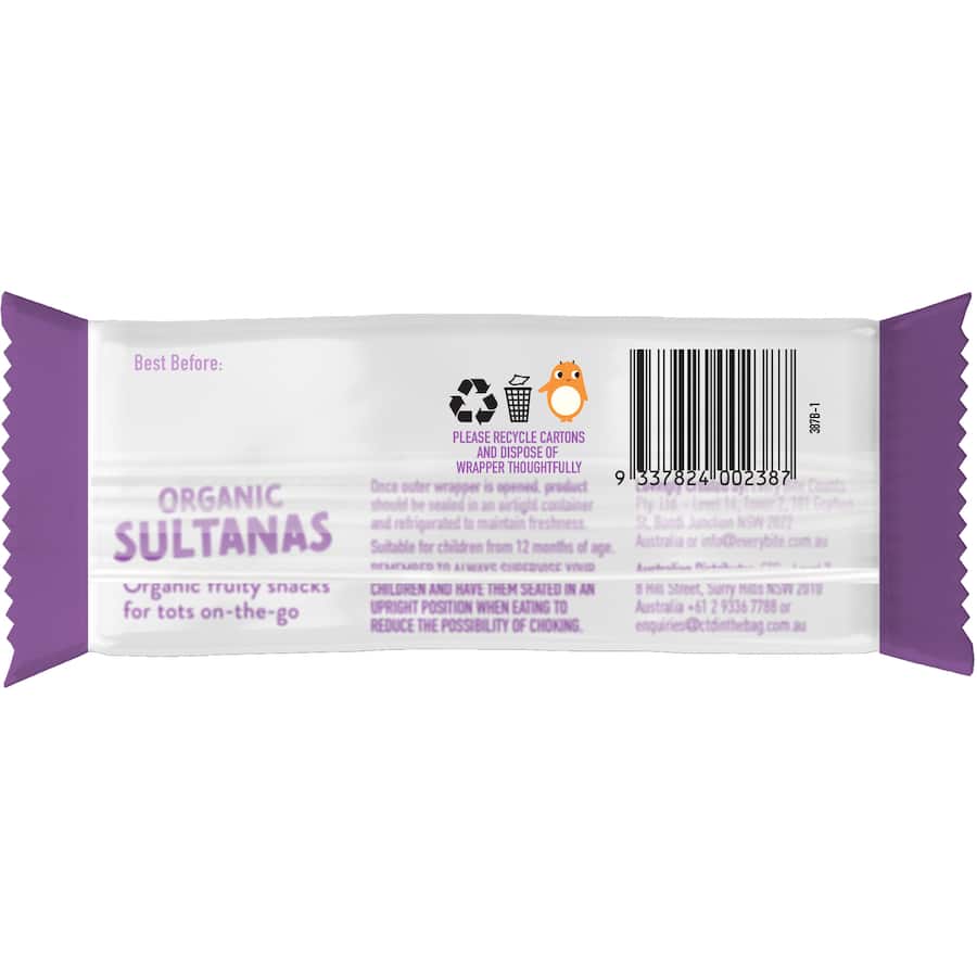 Little Bellies Organic Baby Snacks Sultanas 84g 1 year + 6pack
