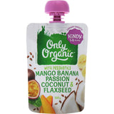 Only Organic Kindy Baby Food Mango Ban Pasnft Conut Flax Pouch 100g