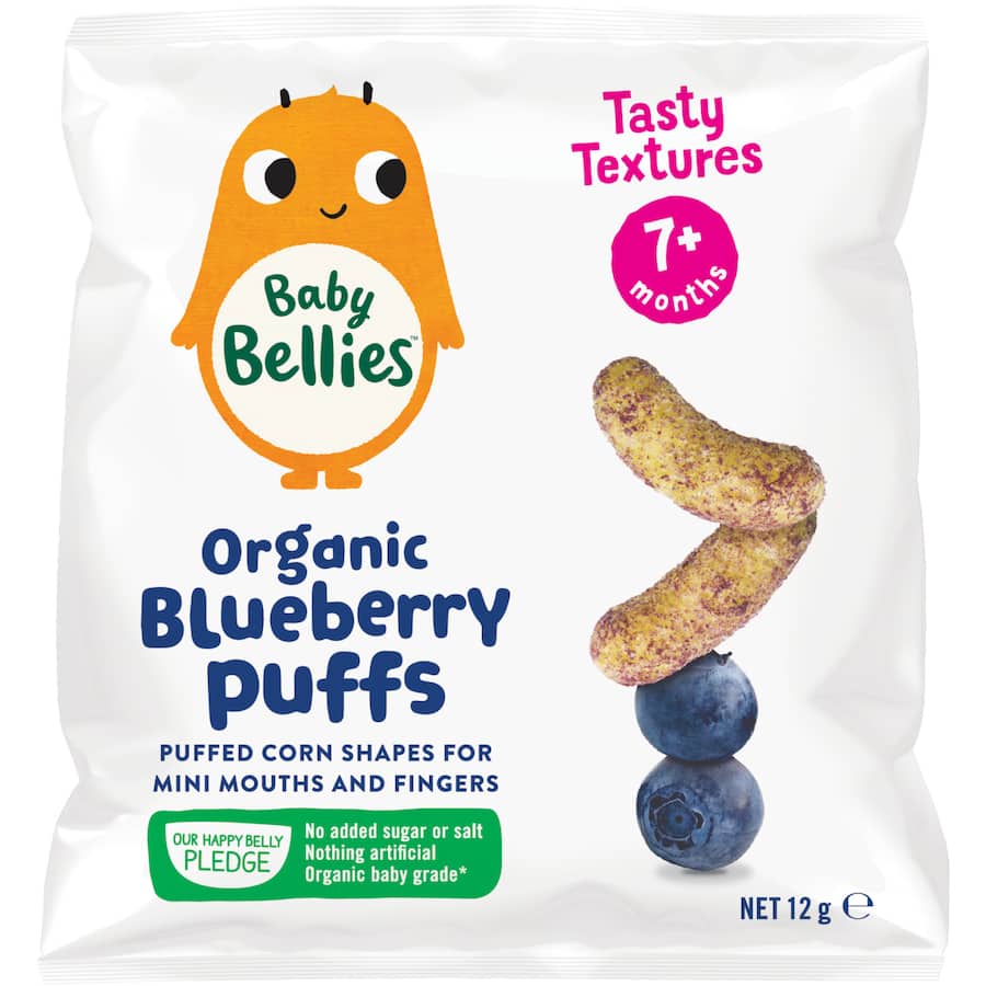 Baby Bellies Organic Baby Snacks Blueberry Puffs 12g