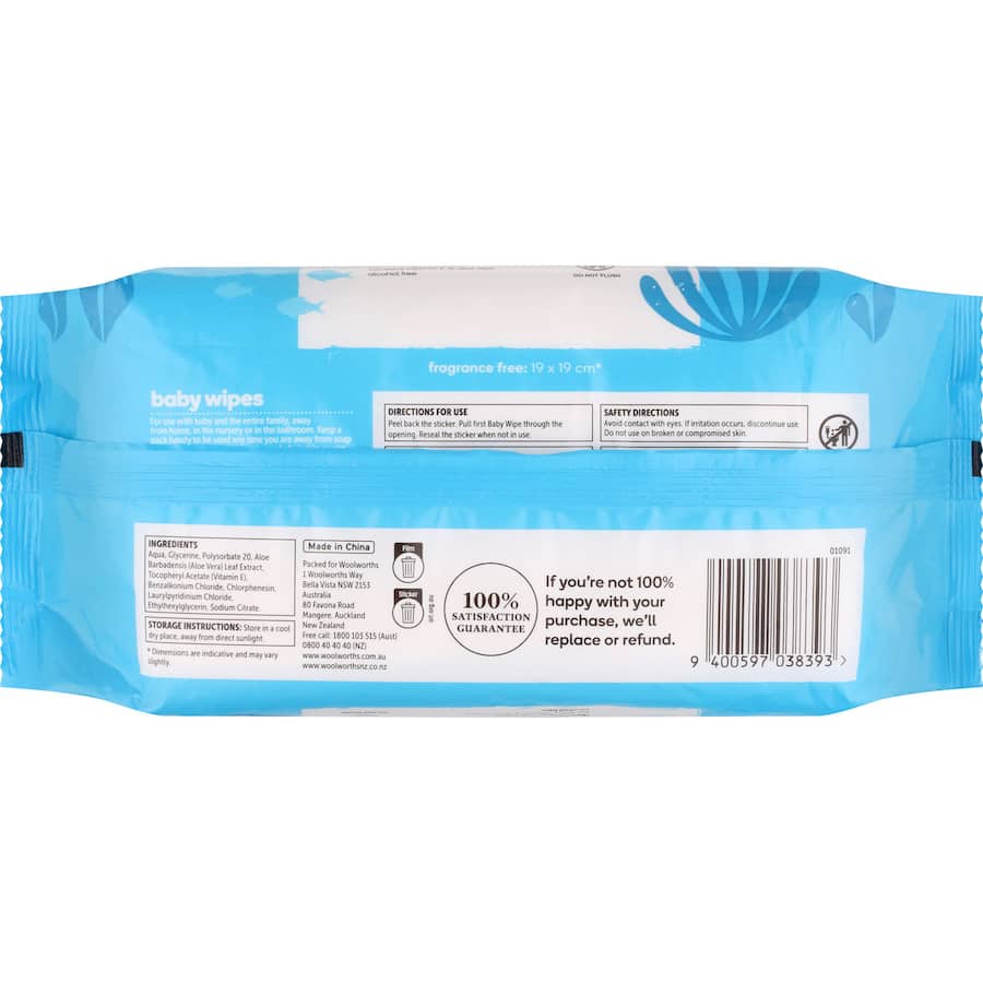 Essentials Baby Wipes Fragrance Free 80pack