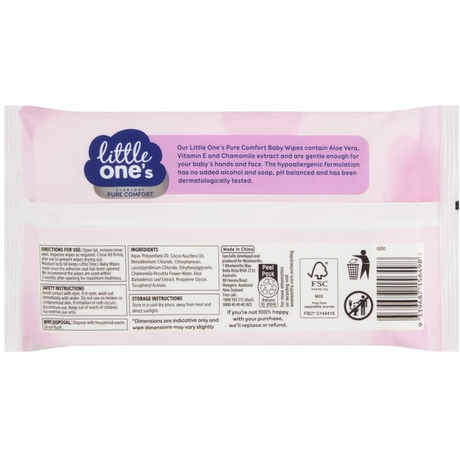 Little Ones Baby Wipes Thick Unscented 80pack