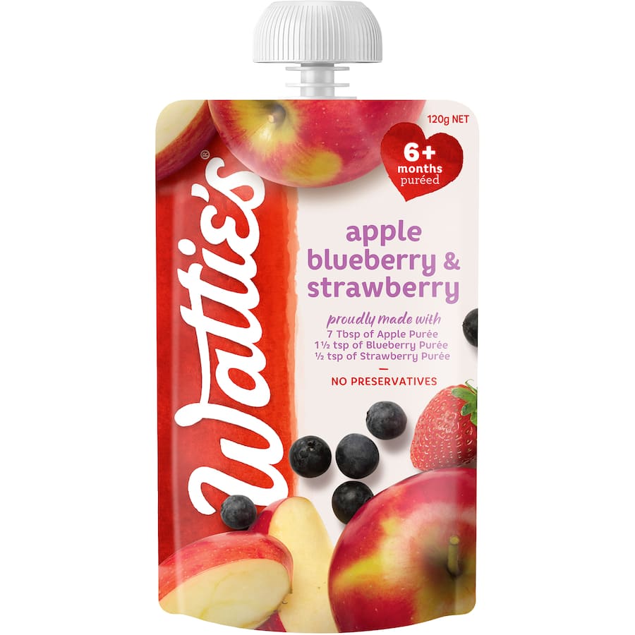 Wattie's Baby Food 6+ Months Apple, Blueberry & Strawberry 120g