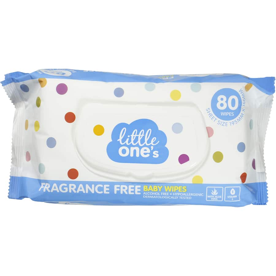 Little Ones Baby Wipes Unscented 80pack