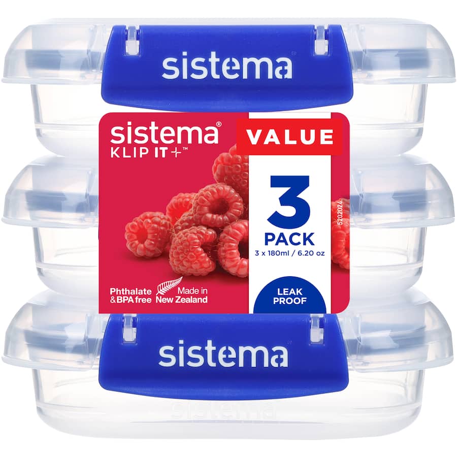 Sistema Klip It Plus Container Rectangle 180ml 3pack