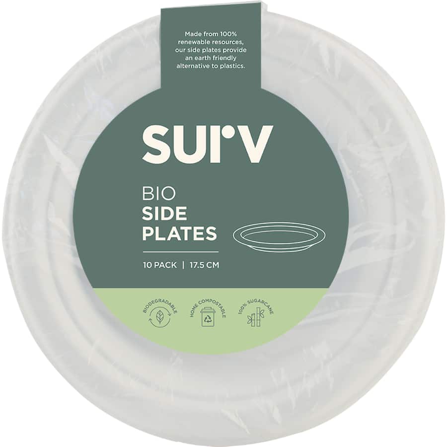 Surv. Biodegradable Side Plates 17.5cm 10pack