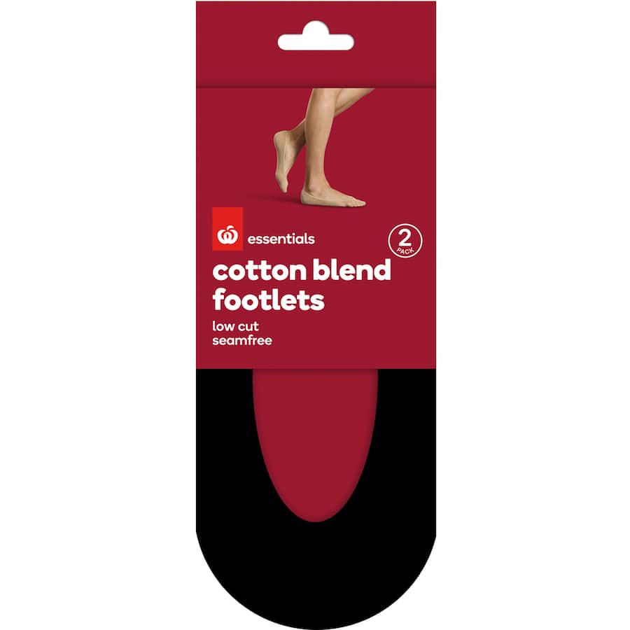 Essentials Footlet Cotton Blend Black 2pr