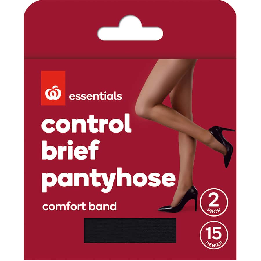 Essentials Pantyhose Control Brief Black 15 Denier 2pr