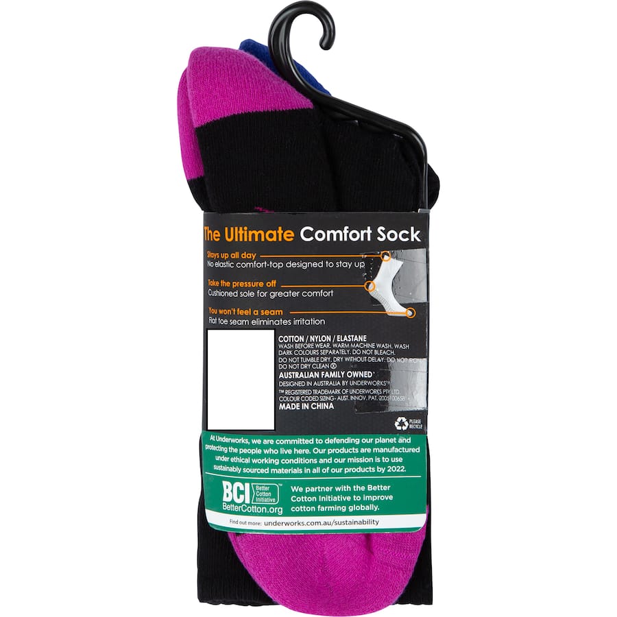 Uw Ladies Socks Crew Size 9-11 2pack