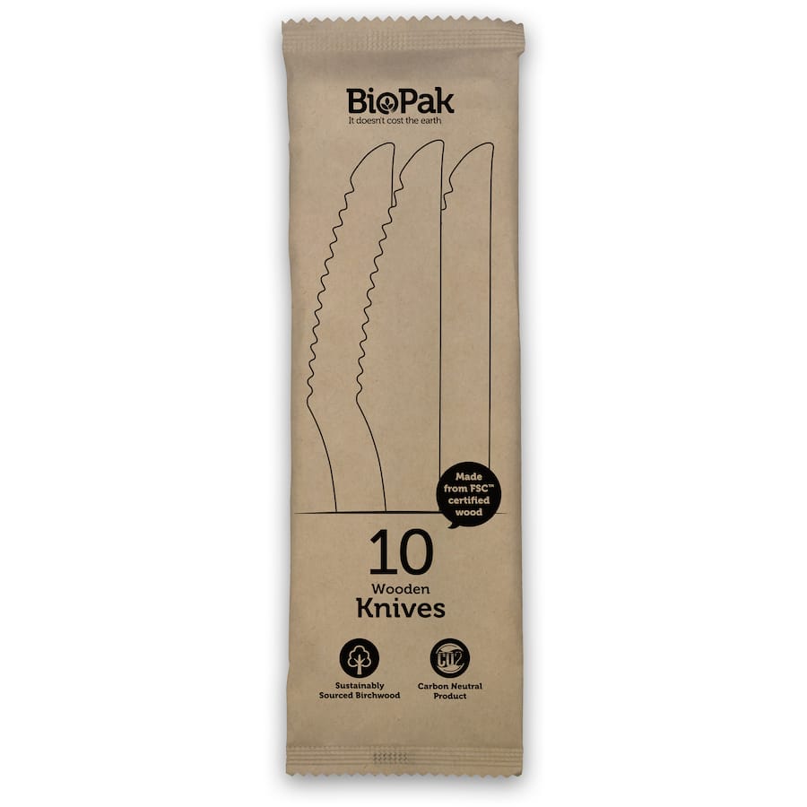 Biopak Knives Wooden 16cm 10pack