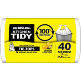 Big Black Sacks Kitchen Tidy Liners 100% Recycled Lemon White Med 40pack
