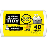 Big Black Sacks Kitchen Tidy Liners 100% Recycled Lemon White Med 40pack
