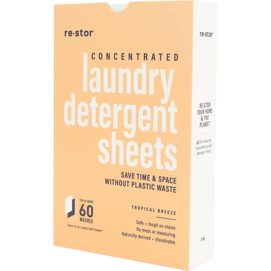 Restor Concentrated Laundry Detergent Sheets Tropical Breeze 60pack