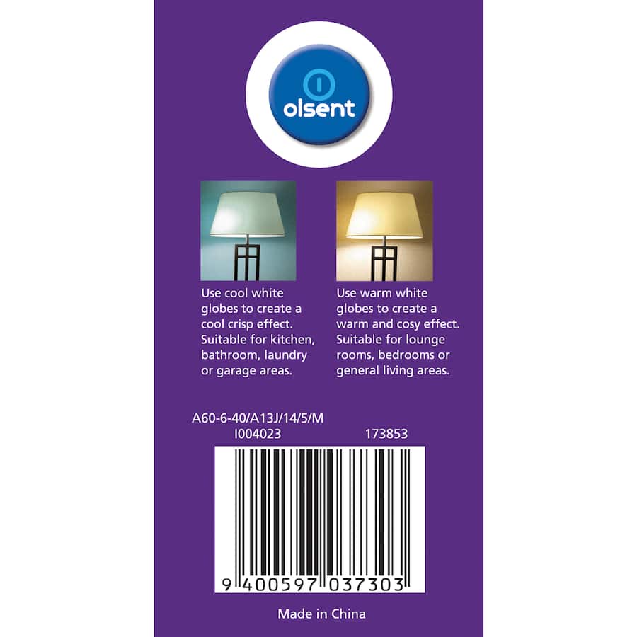 Olsent Led Light Bulb Gls Bayonet 6w 500lm 4000kg Cw 1pack