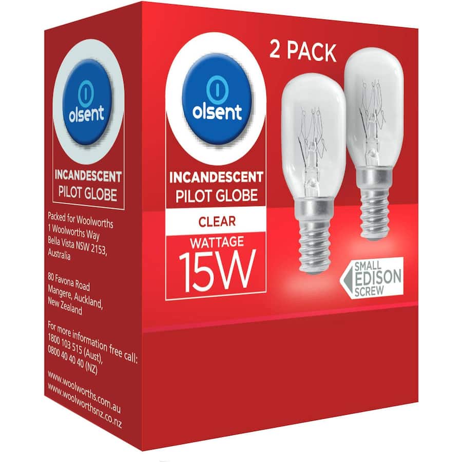 Olsent Pilot Ligh Bulb T28 Screw 15w Clear 2pack