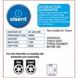 Olsent Pilot Ligh Bulb T28 Bayonet 15w Clear 2pack