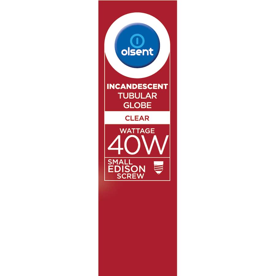 Olsent Pilot Ligh Bulb Tubular Screw 40w Clear 2pack