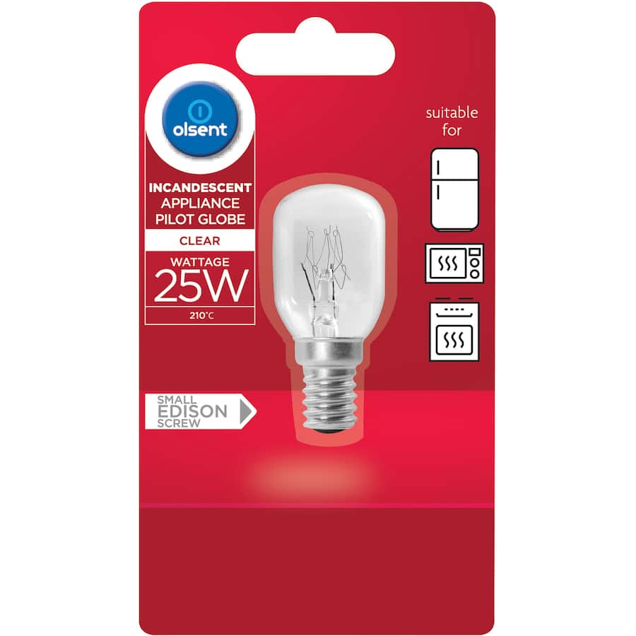 Olsent Pilot Ligh Bulb Appliance T25 Screw 25w Clear 1pack