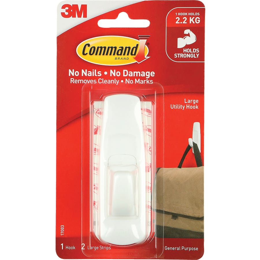 3m Command Hooks & Hangers Large Adhesive Hooks Each 1pack